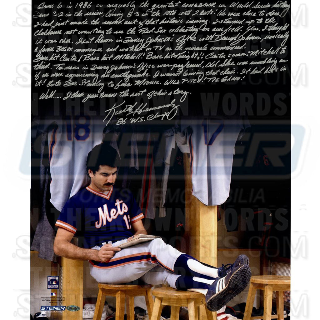 Keith Hernandez Signed Completing Crossword Puzzle in Locker Room 16x20 Story Photo w86 W.S ChampsInsc.