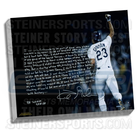 Kirk Gibson Facsimile 88 Game Winning HR Stretched 22x26 Story Canvas