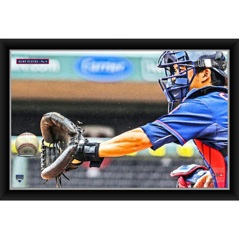 Kurt Suzuki 20x32 Baseball Holder Display w Game-Used Baseball (baseball is removable)