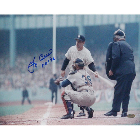 Larry Berra Turning Towards Catcher 11x15 Horizontal Photo w HOF 72 insc