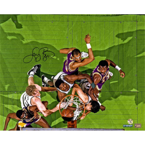 Larry Bird Signed Boston Celtics vs Los Angeles Lakers Aerial View 16x20 Photo