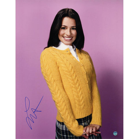 Lea Michele Signed Yellow Sweater 11x14 Photo