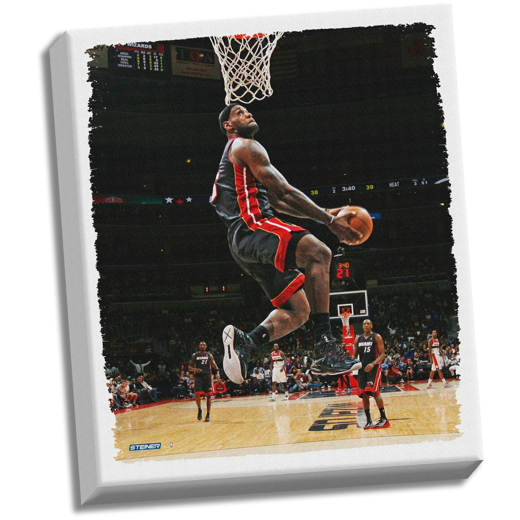 Lebron James Dunk Stretched 22x26 Canvas