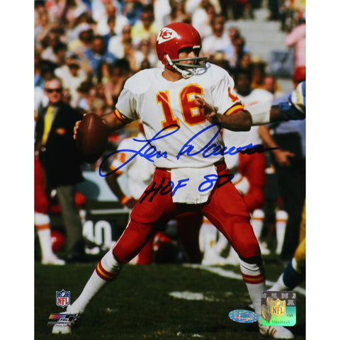 Len Dawson Signed Dropping Back 16x20 Photo w HOF insc