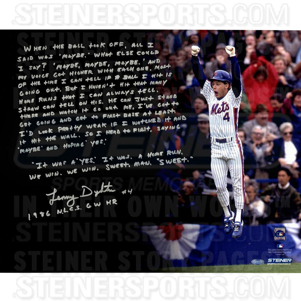 Lenny Dykstra Signed 1986 N.L.C.S GW HR 16x20 Story Photo