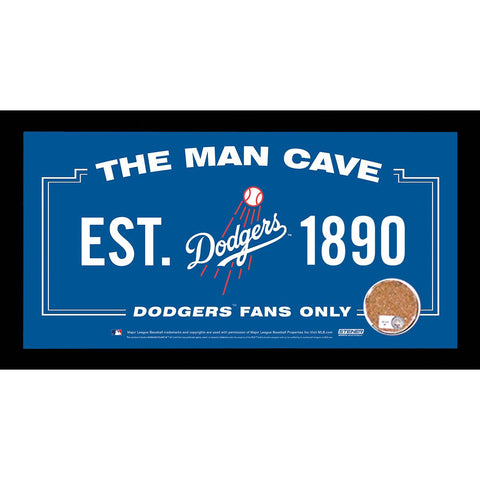 Los Angeles Dodgers Man Cave Framed 10x20 Sign w Authentic Game-Used Dirt (MLB Auth)