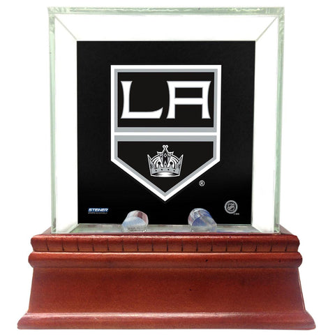 Los Angeles Kings Glass Single Puck Case with Team Logo Background