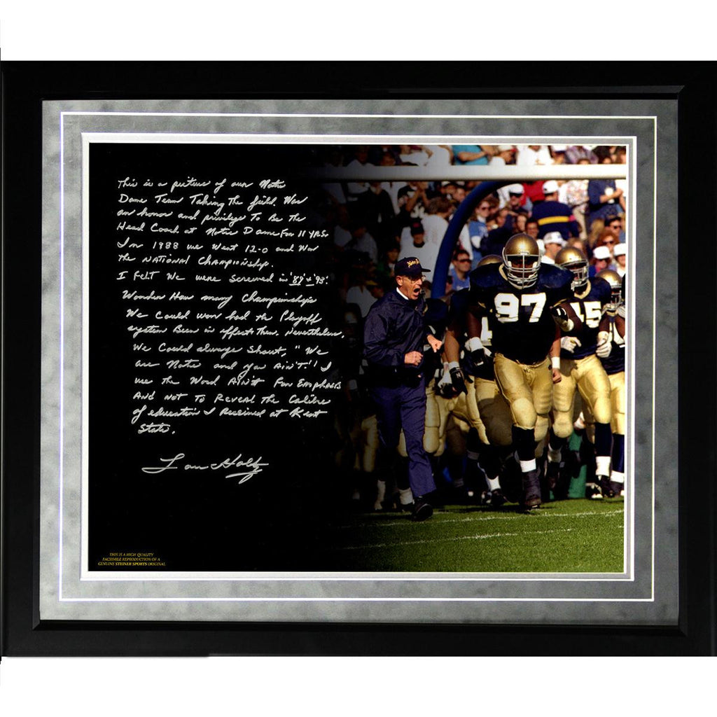 Lou Holtz Facsimile College Football Playoffs Framed Metallic 16x20 Story Photo