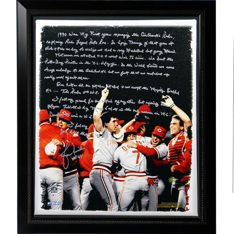 Lou Piniella Facsimile Reds World Series Story Stretched Framed 22x26 Story Canvas