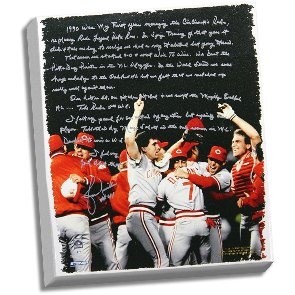 Lou Piniella Facsimile Reds World Series Stretched 22x26 Story Canvas