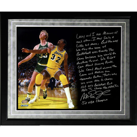 Magic Johnson Facsimile My Friend Larry Bird Framed Metallic 16x20 Story Photo