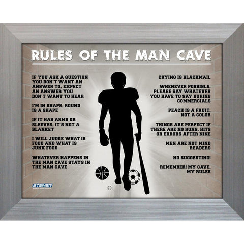 Man Cave Rules Original 11x14 Framed Photograph (11x14 Silver 7429-No Matte)