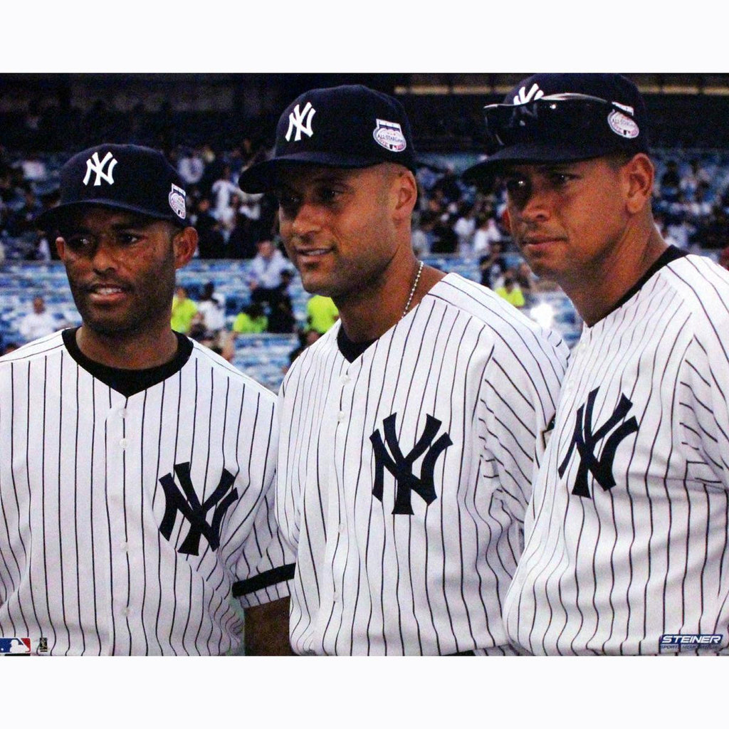 Mariano Rivera Derek Jeter Alex Rodriguez Pose Horizontal 16x20 Photo (Getty 94832694)