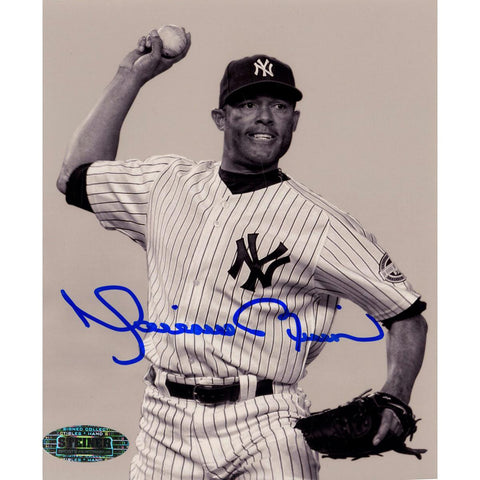 Mariano Rivera Pitching Pose Black and White Signed 4x5 Photo