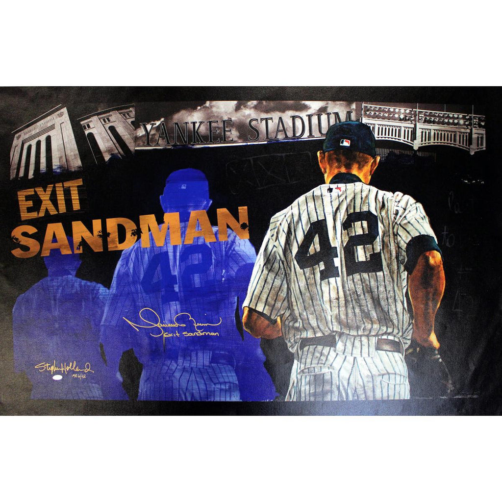 Mariano Rivera Signed Stephen Holland Exit Sandman Giclee 25x44 Canvas w Exit Sandman Insc. (LE MR of 42)