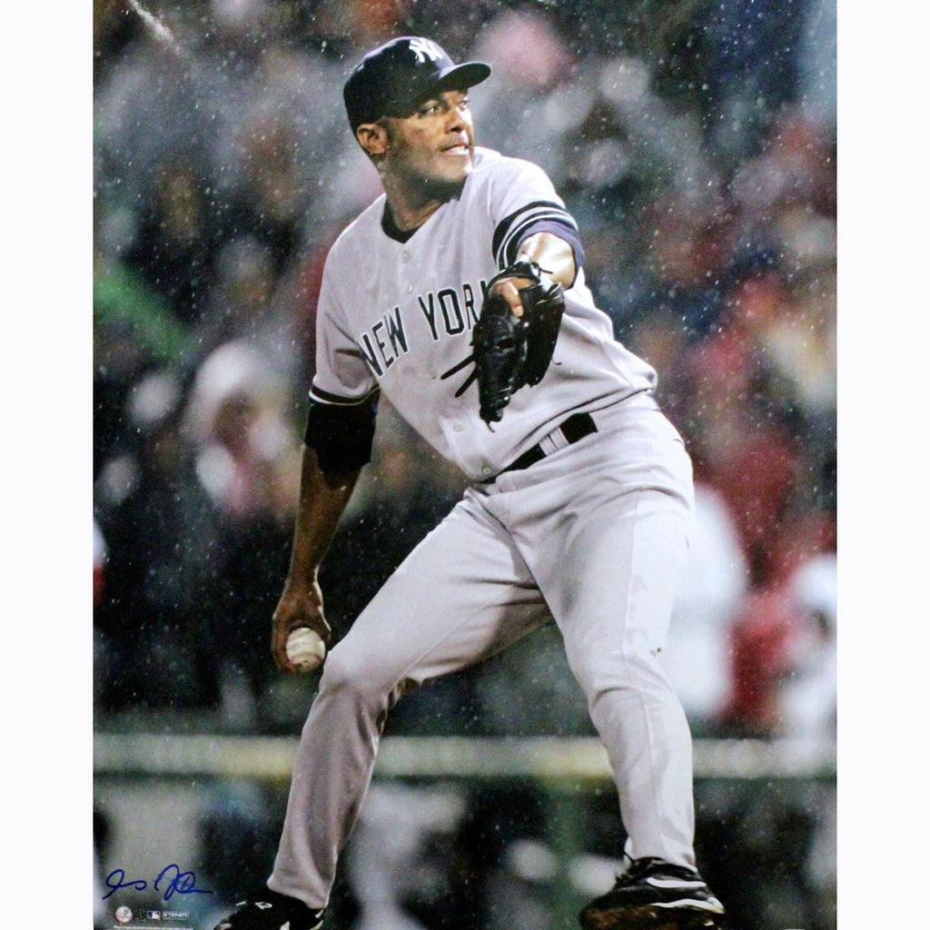 Mariano Rivera Yankees Grey Jersey Pitching Vertical 16X20 Photo (Signed By Anthony Causi)