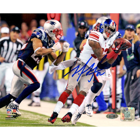 Mario Manningham Super Bowl XLVI Catch Horizontal 8x10 Photo Signed