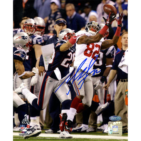 Mario Manningham Super Bowl XLVI Vertical 8x10 Photo Signed