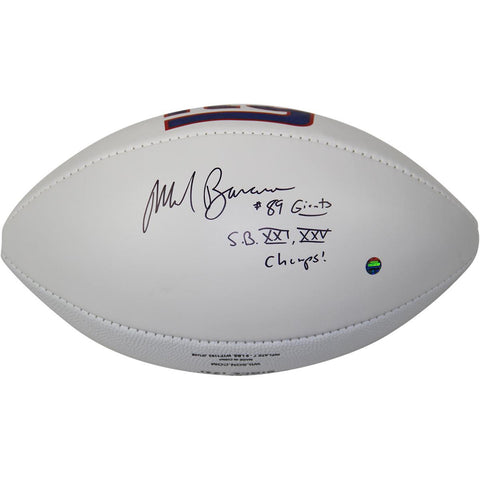 Mark Bavaro Signed New York Giants White Panel Football w 89 Giants SB XXI XXV Champs Insc