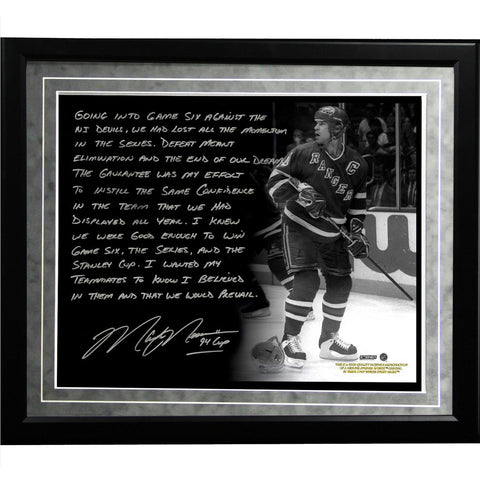 Mark Messier Facsimile 94 Stanley Cup Guarantee Framed Metallic 16x20 Story Photo