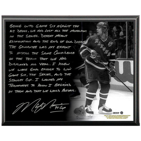 Mark Messier Facsimile 94 Stanley Cup Guarantee Metallic 8x10 Story Plaque