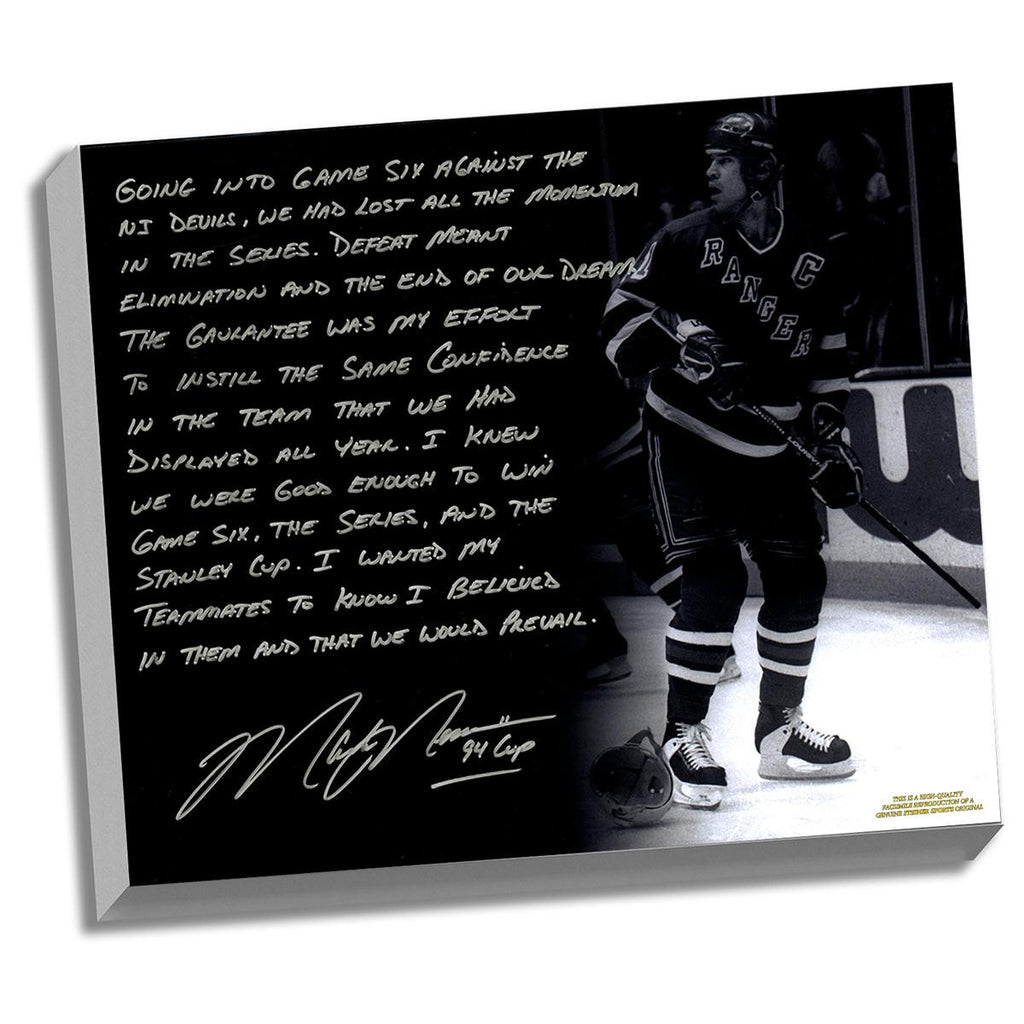 Mark Messier Facsimile 94 Stanley Cup Guarantee Stretched 22x26 Story Canvas