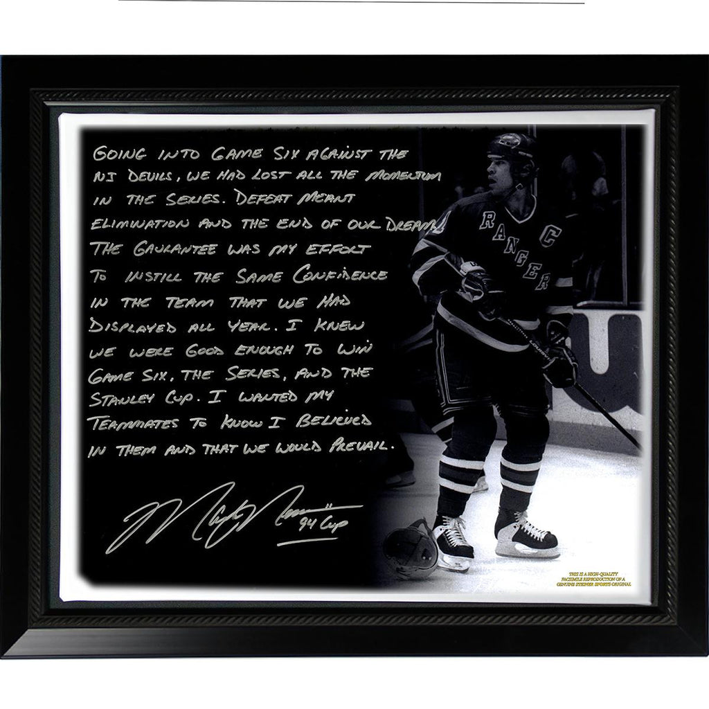 Mark Messier Facsimile 94 Stanley Cup Guarantee Stretched Framed 22x26 Story Canvas