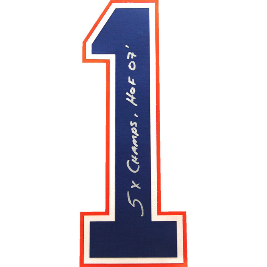 Mark Messier Inscribed Oilers Blue White Orange 1 W 5x Champ HOF 07 (Insc Only)