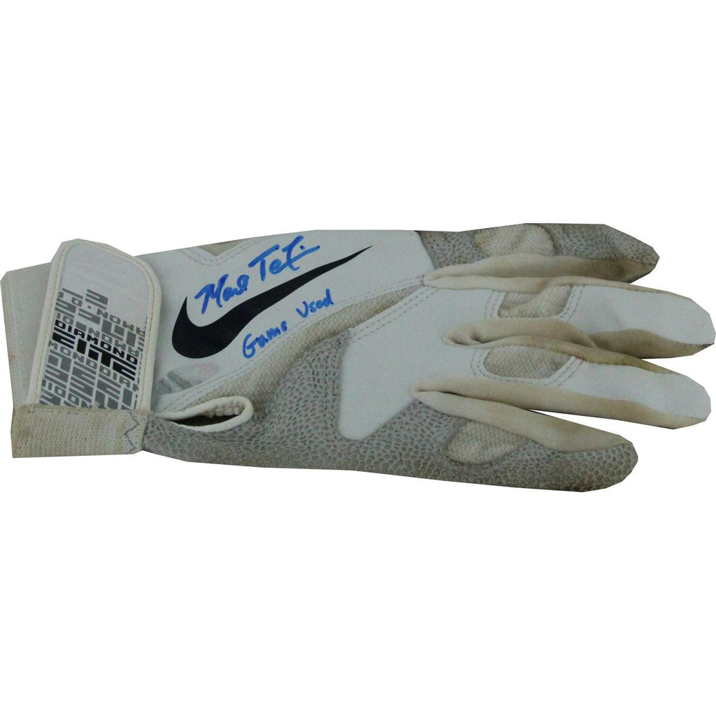 Mark Teixeira White Batting Gloves Signed with Game Used Insc. (Pair)