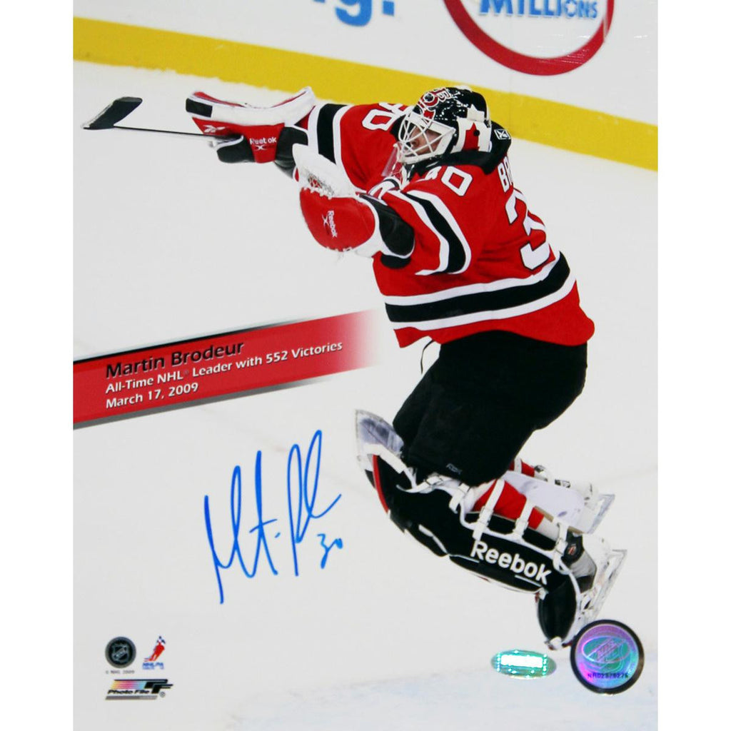 Martin Brodeur Signed 552 Victories Collage Celebration 8x10 Vertical Photo