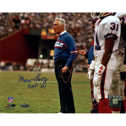 Marv Levy Signed On Sideline 8x10 Photo w HOF 01 insc