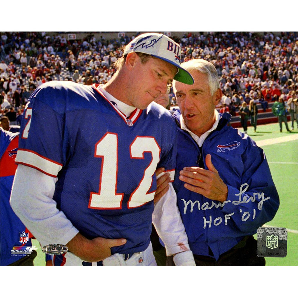 Marv Levy Signed Talking To Jim Kelly 8x10 Photo w HOF 01 insc