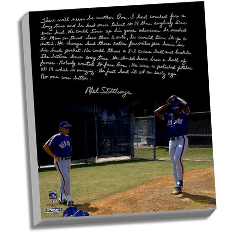 Mel Stottlemyre Facsimile Coaching Doc Stretched 22x26 Story Canvas