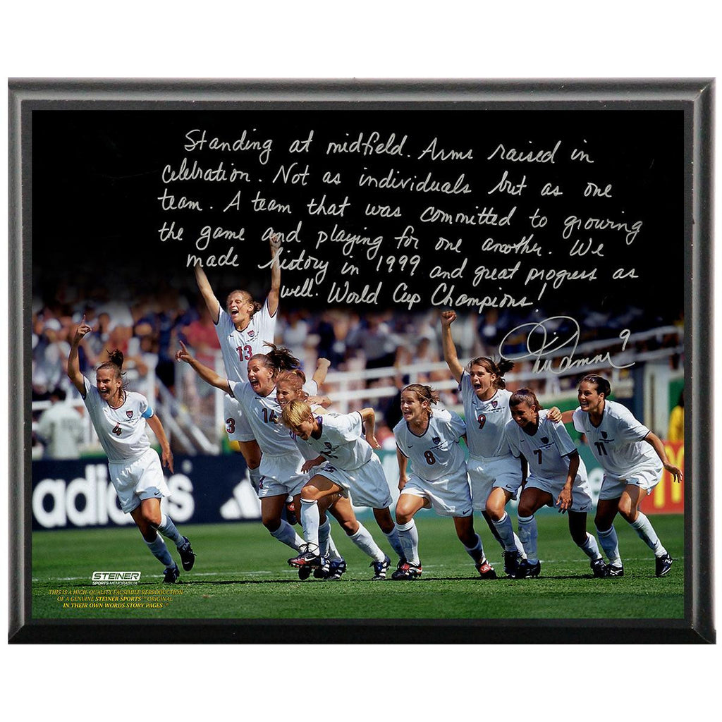 Mia Hamm Facsimile Winning World Cup Metallic 8x10 Story Plaque