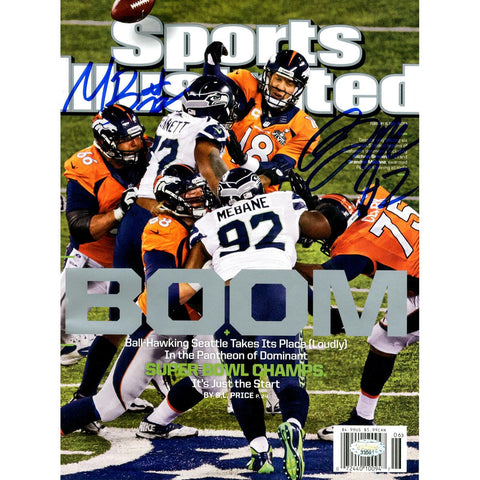 Michael Bennett & Brandon Mebane Dual Signed Sports Illustrated Magazines (Mill Creek Holo)