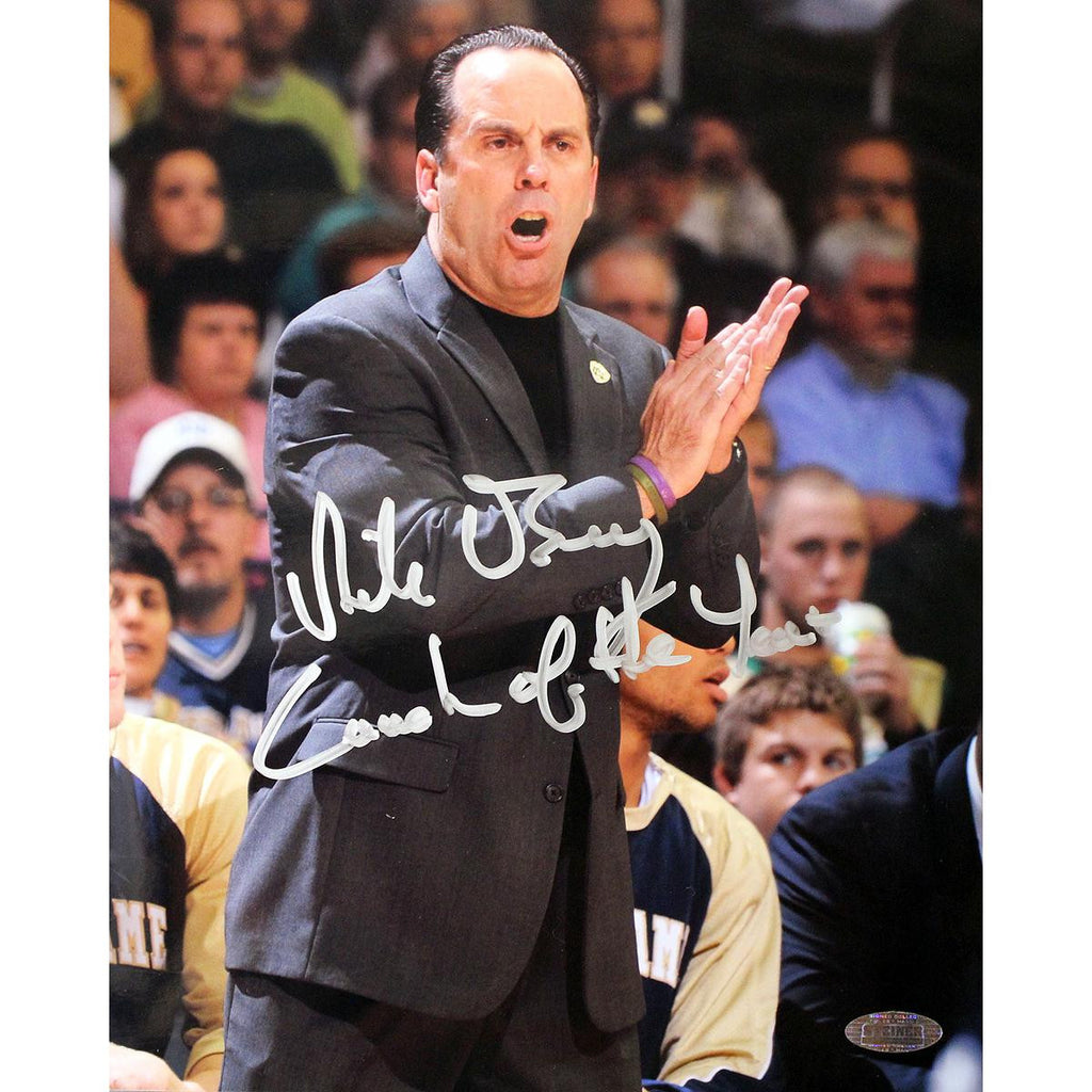 Mike Brey Yelling At The Sidelines Signed Vertical 8x10 Photo by Photographer Matt Cashore w Coach of the Year Insc.