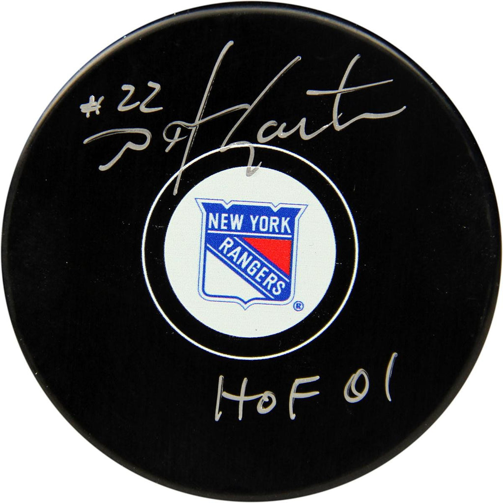 Mike Gartner Signed New York Rangers Puck w HOF Insc (AJ Sports World COA)