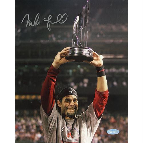 Mike Lowell with 07 WS MVP Trophy 8x10 Photo