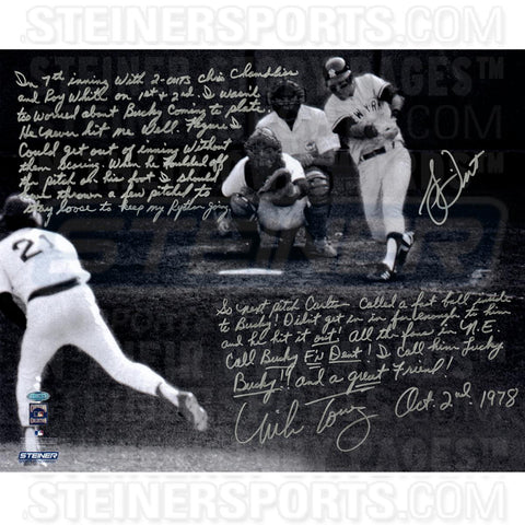 Mike TorrezBucky Dent Signed 1978 American League East Tie-Breaker game 16x20 Story Photo