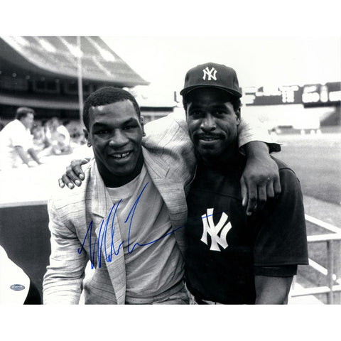 Mike Tyson poses with Dave Winfield Signed 16x20 Photo