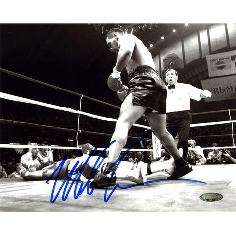 Mike Tyson Signed Standing Over Opponent after Knock out BW 8x10 Photo (Tri-Star Auth Holo Only)