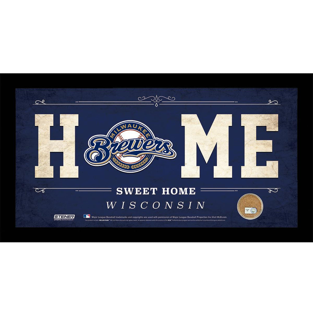 Milwaukee Brewers 10x20 Home Sweet Home Sign with Game-Used Dirt from Miller Park