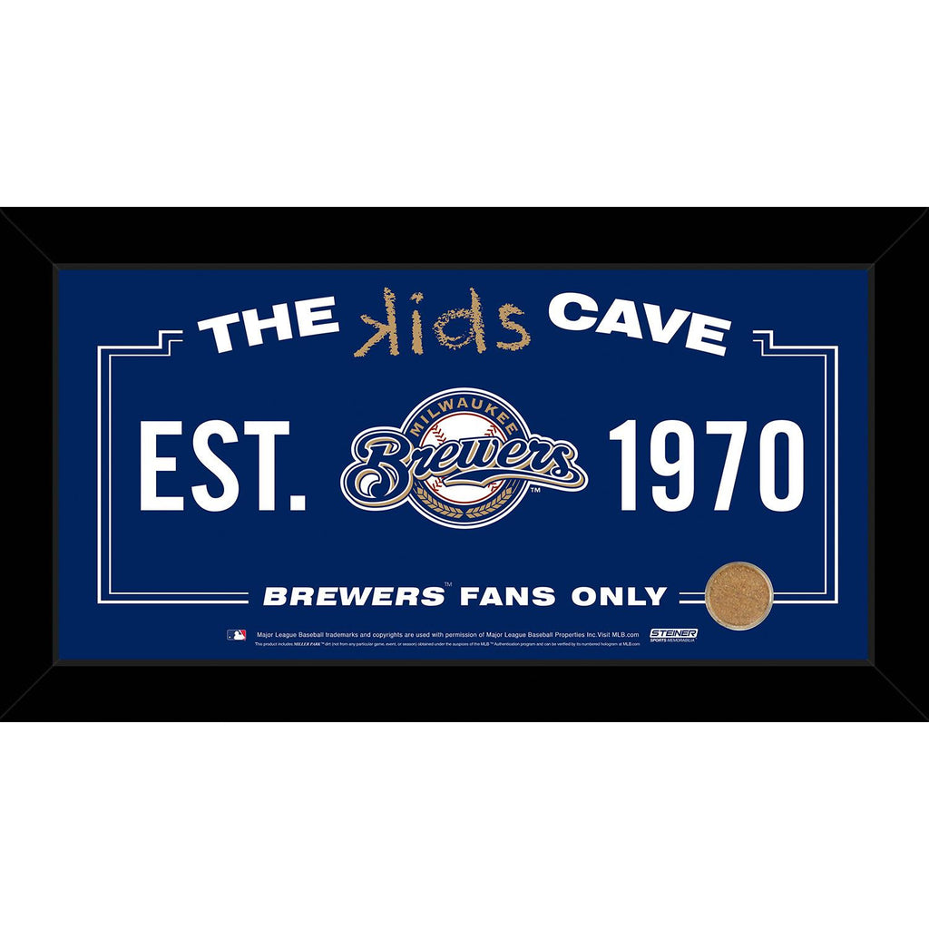 Milwaukee Brewers 10x20 Kids Cave Sign w Game Used Dirt from Miller Park