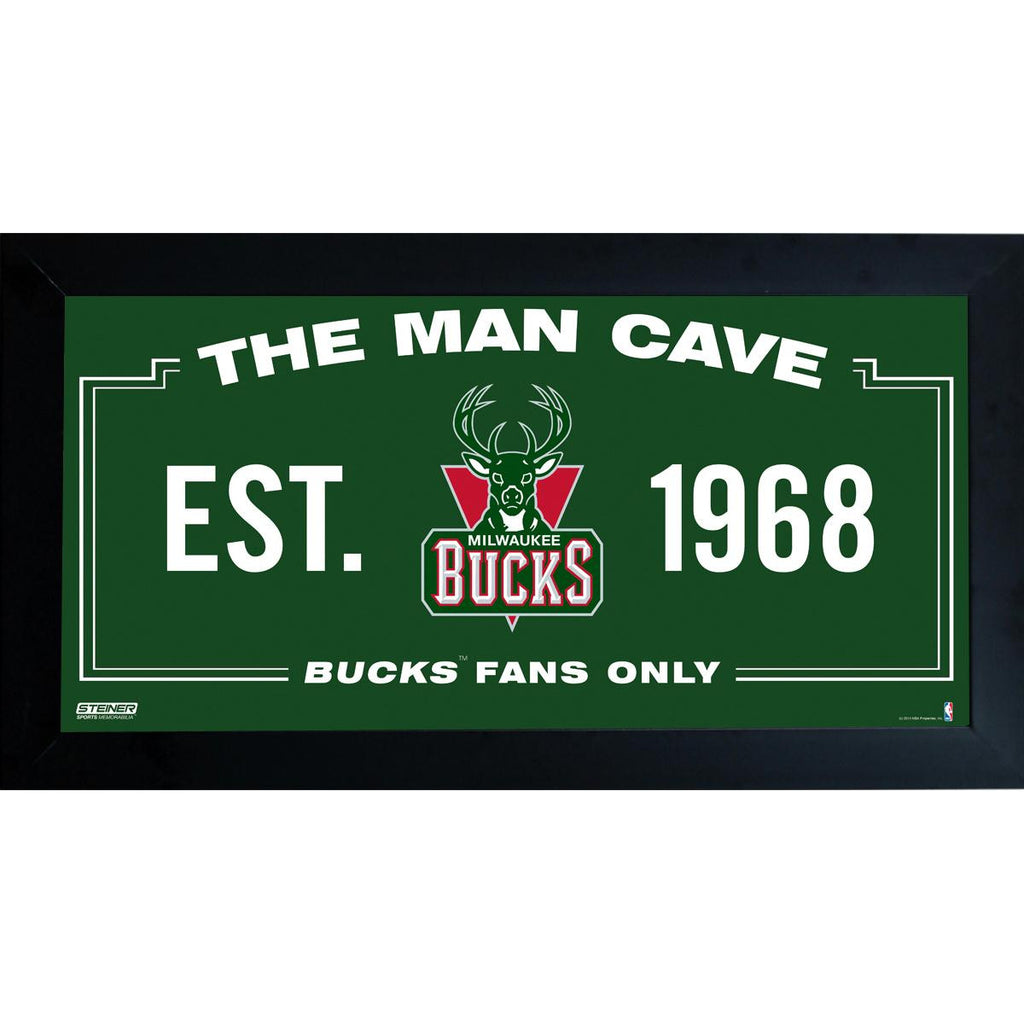 Milwaukee Bucks Man Cave Sign 10x20 Framed Photo