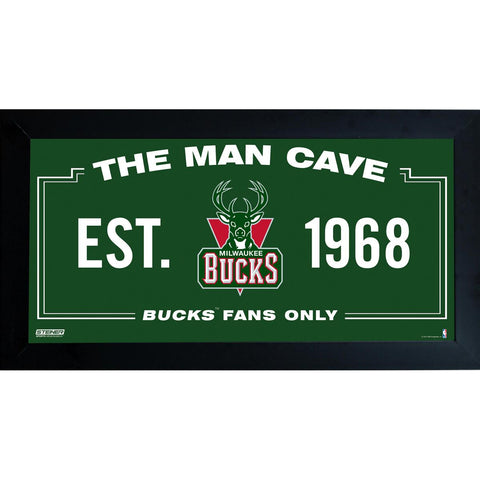 Milwaukee Bucks Man Cave Sign 10x20 Framed Photo