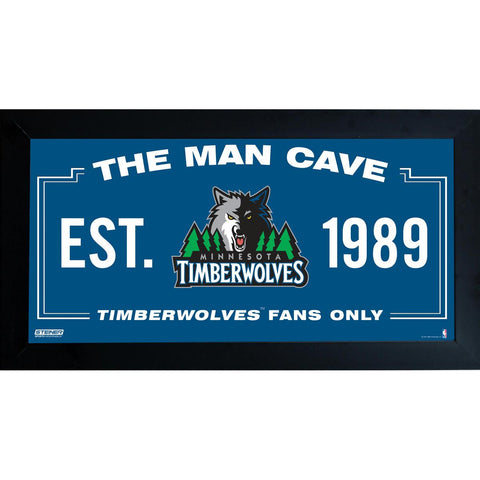 Minnesota Timberwolves Man Cave Sign 10x20 Framed Photo