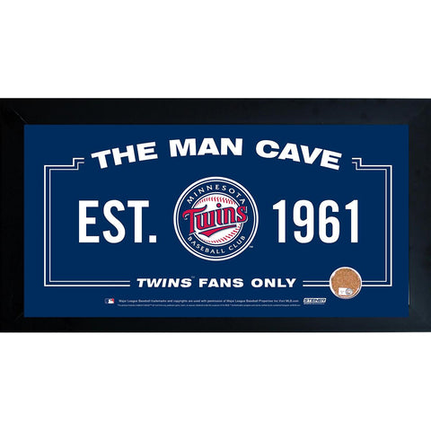 Minnesota Twins Man Cave Framed 10x20 Sign w Authentic Game-Used Dirt Capsule (MLB Auth)