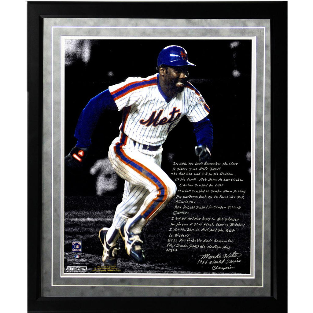 Mookie Wilson Facsimile 86 Buckner Game Framed Metallic 16x20 Story Photo