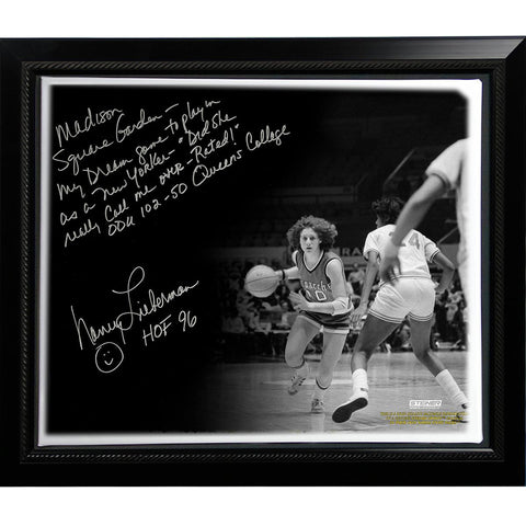 Nancy Lieberman Facsimile Playing in MSG Story Stretched Framed 22x26 Canvas