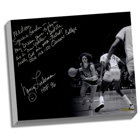 Nancy Lieberman Facsimile Playing in MSG Stretched 22x26 Story Canvas